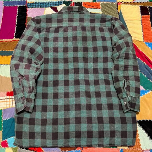 Vintage Open Trails Nylon Blanket Lined Turquoise Plaid Button Up XL - Picture 2 of 6